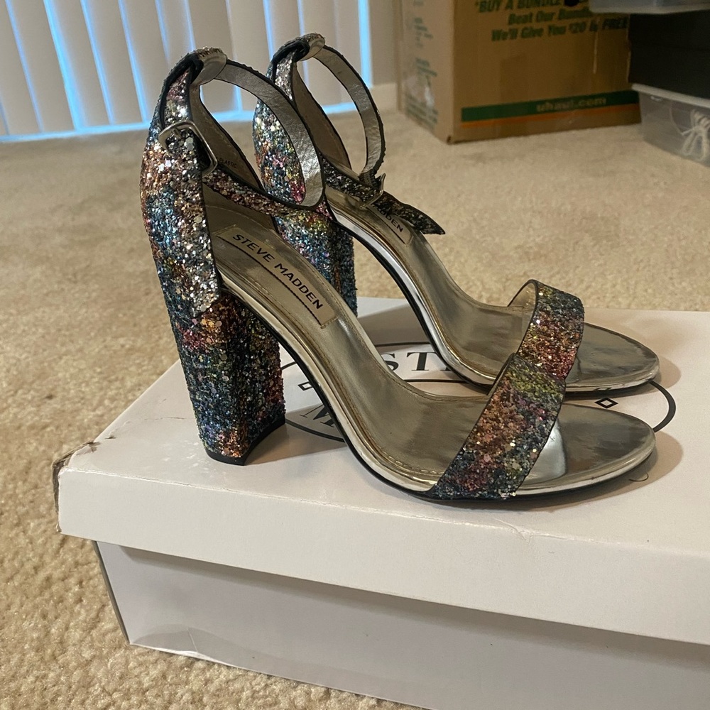 Steve Madden sequin heeled straps